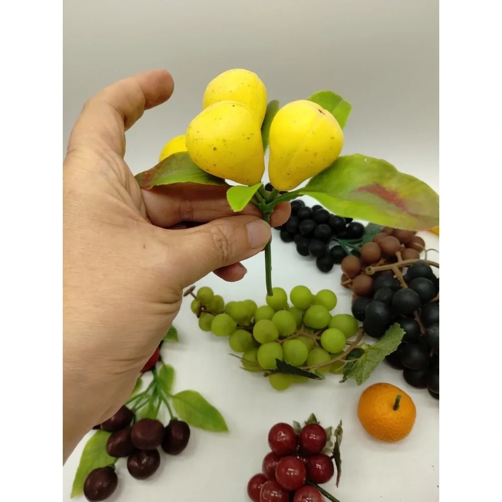 Vintage MCM Faux Fruit Realistic Plastic Rubber Artificial Lot of 13 Cherries